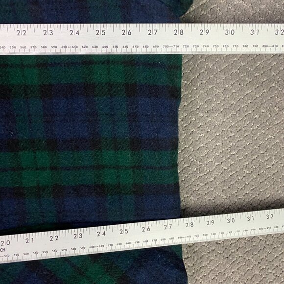 Vintage LL Bean Toggle Coat Men's XL Green Blue Tartan Plaid Wool USA Duffle - Picture 10 of 15